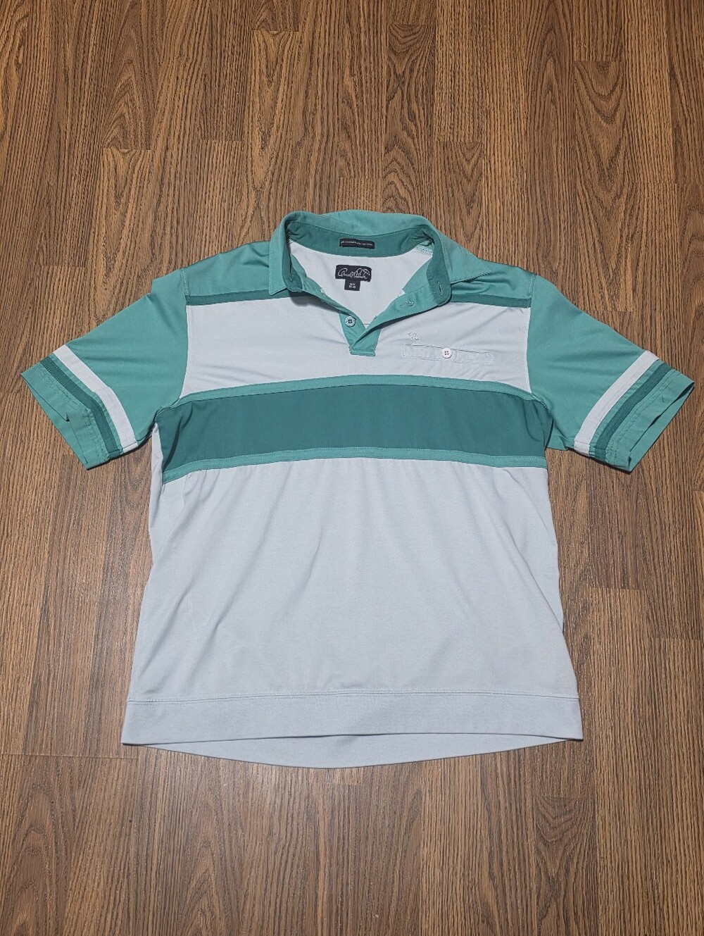 Arnold Palmer Mens M Vintage Golf Polo Shirt Striped Colorblock Pocket Retro B5